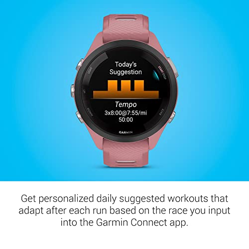 Garmin Forerunner 265S Advanced Multisport Touchscreen Smartwatch, Pink | Heart Rate Monitor, Training Stats, Daily Suggested Workouts, Up to 15 Day Battery Life with Signature Series Charging Bundle