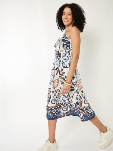 Max Women Printed A-line Midi Dress(Multicolour_L)