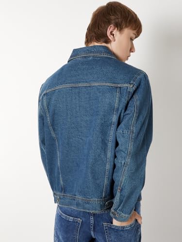 Max Men Washed Denim Jacket (Blue_XXL)