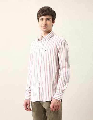 Arrow Sports Men's Striped Slim Fit Shirt (ASAJSH1761_Red