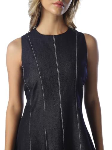 ONLY Women's Solid Fit and Flare Blue Dress