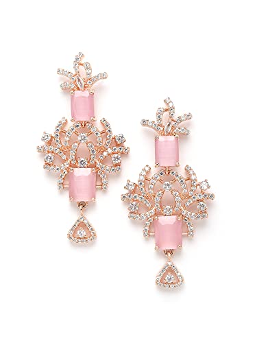 Karatcart Rose gold Plated American Diamond Necklace Set for Women