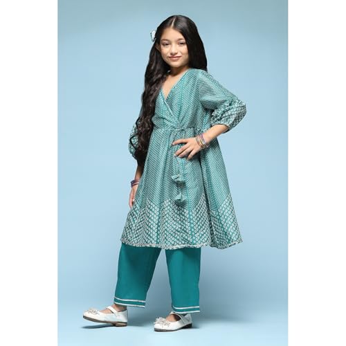 BIBA GIRL PRINTED GATHERED KID(KW5614_GREEN_13)