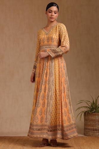 Soch Women's Viscose Floor Length Gown (EWS5CD22016_Mustard