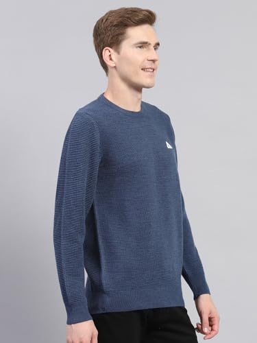 Monte Carlo Mens Regular Fit Full Sleeve Round Neck Pullover | Warm Woolen Sweater for Men |Soft Comfortable Knitted Winter Wear for Men Blue L