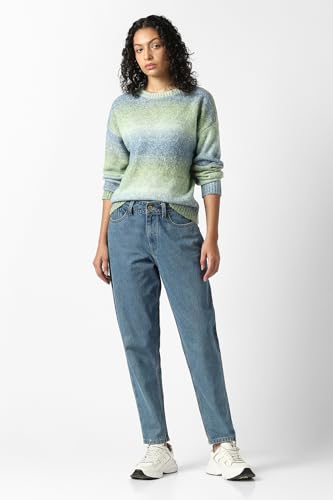 Women Green Textured Round Neck Sweater