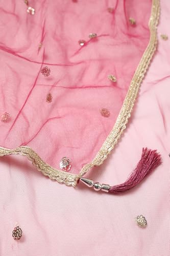 Soch Womens Magenta Tissue Embroidered Suit Set With Sequins