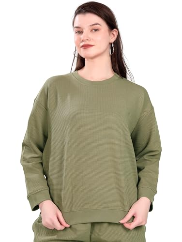 Slumberbe Women's Winter Night Suit Set | Stylish Cotton Full Sleeves Coords Set | Olive Green