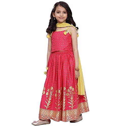 BIBA Girls Cotton Lehenga Set Readymade Pink 6 Years-7 Years