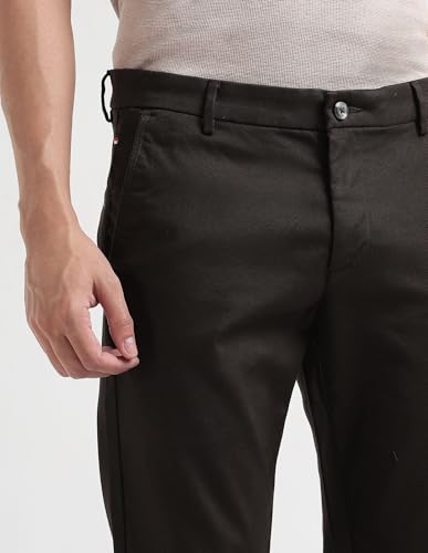 Arrow Sport Men's Slim Fit Dobby Trousers (ASAKTR2588_Brown_32)