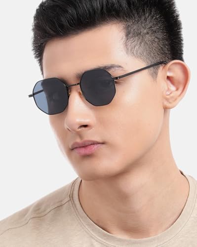 Carlton London Black Toned with UV Protected Lens Rectangle Sunglass for unisex