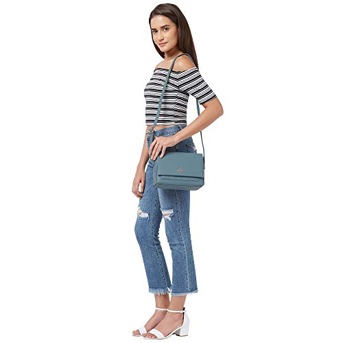 Lavie Rigel Textured Horizontal Flap Over Women's Sling Bag (P Blue)