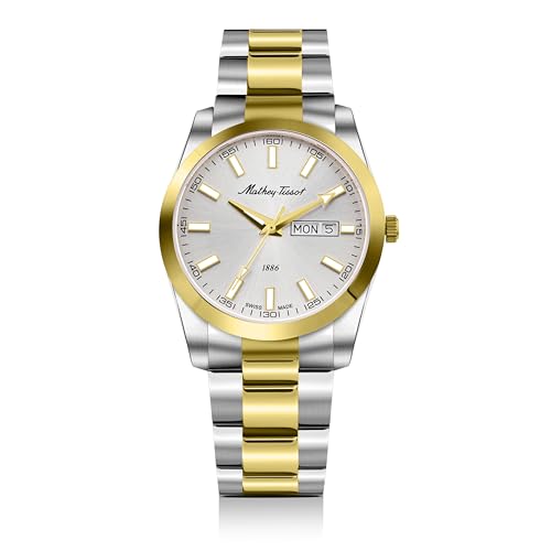 Mathey-Tissot Swiss Made Mathy I Day-Date Quatrz White Dial Analog Watch for Men - H453BI