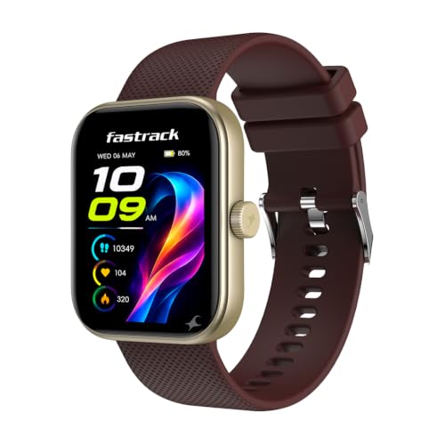 Fastrack Revoltt S1 with 1.83” TFT 2.5D Sqaure Display with Singlesync BT Calling, Heart Rate, SpO2 & Sleep Tracking,IP68,Nitro Fast Charging,Upto 5 Days Battery- Smart Watch for Man and Woman-Wine