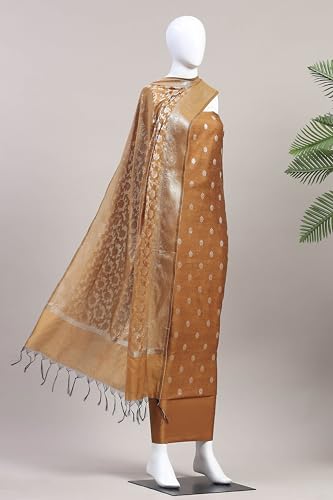 BIBA Women Mustard Cotton Unstitched Suit Set_FREE SIZE