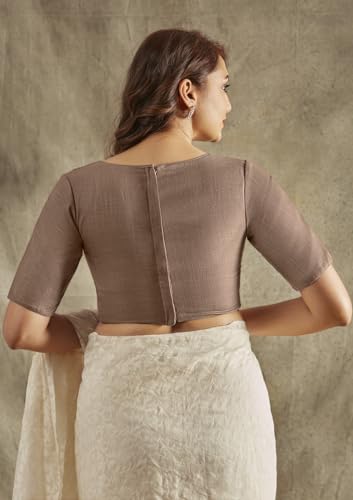 SALWAR STUDIO Taupe Zipper Solid Blouse_RI-0063-TAUP-34