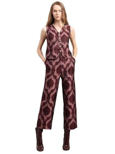 VERO MODA Women's Straight Fit High-Rise Red Pants