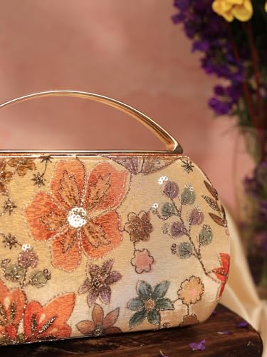 THE TAN CLAN Petal Beige Capsule Clutch | Structured Capsule-Shape Evening Bag for Women | Party & Wedding Clutch Purse