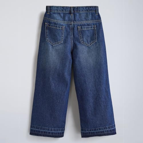 Hopscotch Girls Frayed Wide Leg Fit Cotton Jeans in Blue Color for Age (4-5 Years)