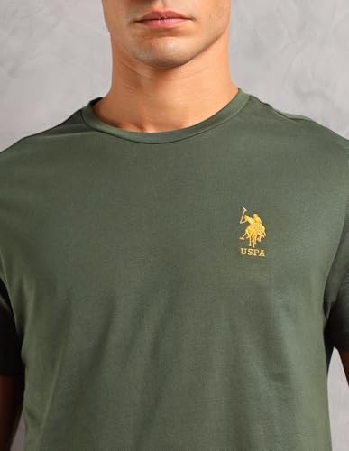 U.S. POLO ASSN.. Mens SS004 Solid Cotton Sleep Sets(SS004-PL_Olive/ Green_M)