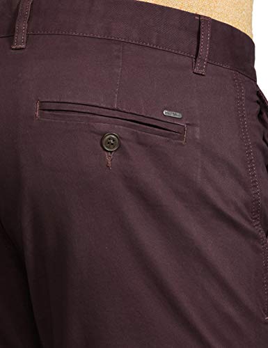 Indian Terrain Men's Slim Fit Casual Trousers (ITMTR00284_Burgundy_38W x 33L)