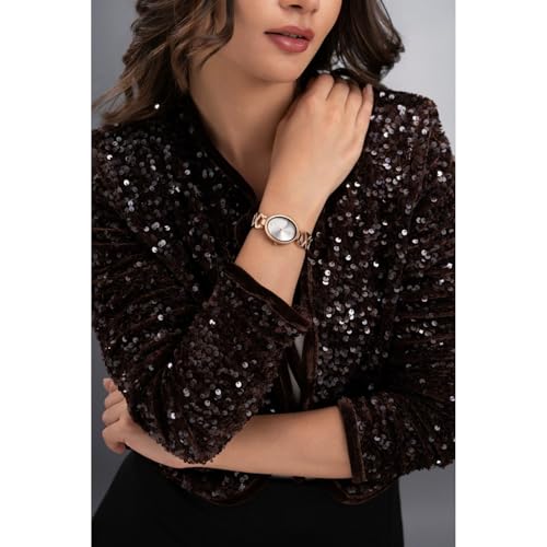 Fastrack Vyb Charmer with Quartz Analog Silver Dial Rose Gold Strap Watch for Girls - FV60126WM01W