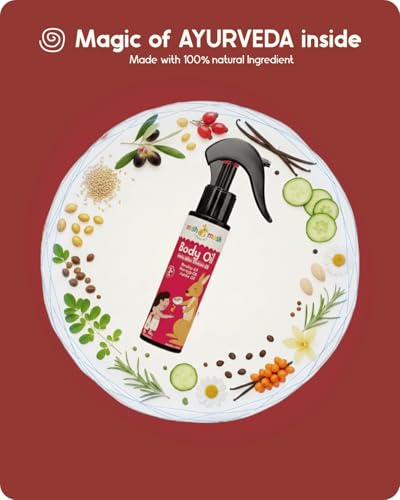 Mishmash Kids Ayurvedic Body Oil | Daily After-Shower Moisturizing Oil for kids Age 3–14 Years | Rosehip, Moringa & Jojoba | Fast-Absorbing, Non-Sticky | Deep Nourishment for Soft & Healthy Skin | 100 ml