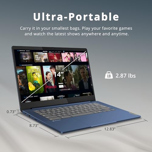 Lenovo IdeaPad Slim 3 Chromebook, 14″ FHD IPS Touchscreen Laptop, MediaTek Kompanio 520 Processor, 4GB RAM, 64GB eMMC, Webcam, Regular Keyboard, WiFi6, Chrome OS, Abyss Blue, 128GB Hotface USB Card