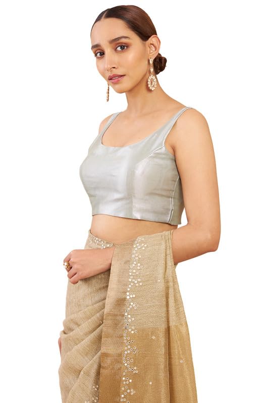 Soch Womens Grey Tissue Sleeveless Blouse