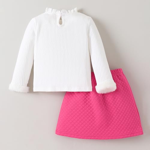 Hopscotch Girls Full Sleeves White 2-Pc Bow Applique Skirt Set For Age (5-6 Years)