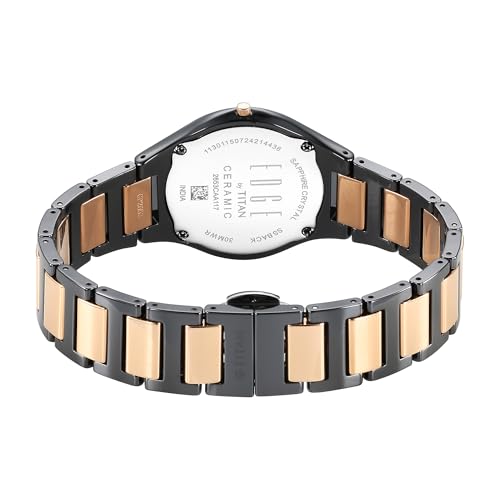 Titan Edge Ceramic Quartz Analog Black Dial Ceramic Strap Watch for Women/NT2653KC05