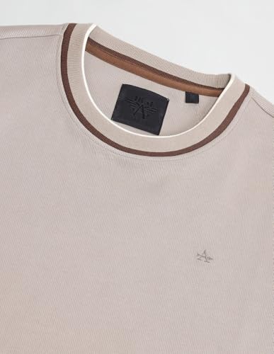 Arrow Men's Tan Patterned Knit Crew Neck Long Sleeve Casual Cotton Regular Fit Sweatshirt (ARAISS3983_Tan_XL)