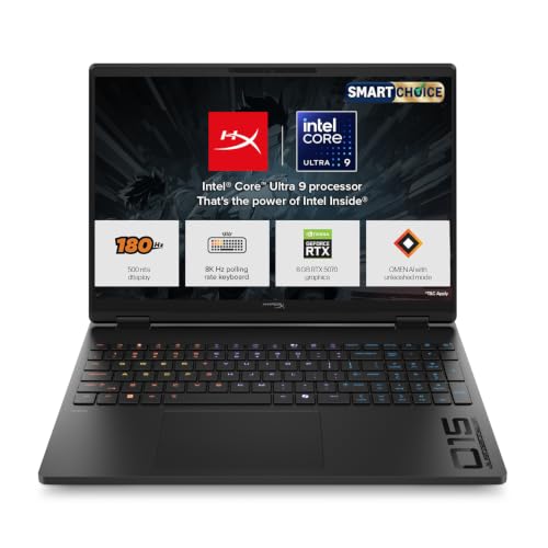 HP HyperX OMEN 15, Intel Core Ultra 9 275HX, 8GB-RTX 5070, 16GB DDR5, 1TB SSD, 2.5K(2560 x 1600),180Hz, 500 nits, 3ms, 15.3''/38.9cm, Win11, Office24, Black, 2.21kg, ga0251TX, RGB 4Zone Gaming Laptop