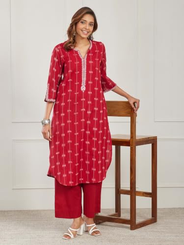 BIBA Dyed Cotton A Line Casual Kurta With Palazzo