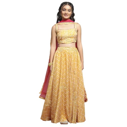 Biba Girl's Yellow Polyester Lehega Set