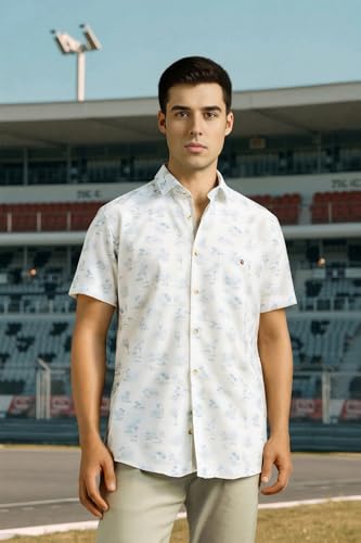 Louis Philippe Men White Print Half Sleeves Casual Shirt