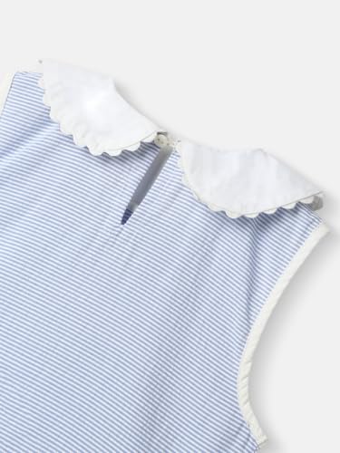 Nautinati Girls' Cotton Peterpan Collar Dress with Front Pockets and Cat Patches