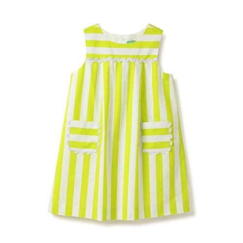 UNITED COLORS OF BENETTON Regular Fit Round Neck Striped Dress (Size: 11-12 Years)-25P4NEODR152I902 Yellow