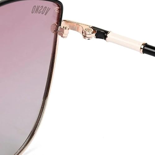 Vibe lens by HASHTAG EYEWEAR | Women Golden Black Cateye Sunglasses | Extra Large Full Rim Polarized Gradient Purple Lenses Stylish Fashion Eyewear with Metal Frame for Outdoor Driving Casual Wear