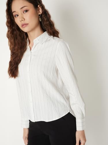Max Women Striped Shirt (Off White_XL)