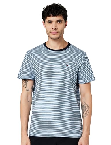 Tommy Hilfiger Men's Short Sleeve Custom Fit T-Shirt,B8372 Midtone Blue Heather,S