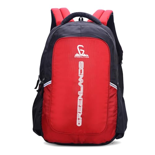 GREENLANDS Torpedo office Backpack– 35 Ltr Capacity | 17 Inch Laptop |Water-Resistant Bag | Padded & Adjustable Strap | Men & Women For Business Professionals & College Students - Red