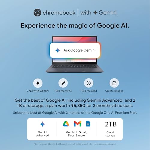 ASUS Chromebook CX1405 (2026), Intel N50 Processor, Intel UHD iGPU, 8GB RAM, 128GB SSD, FHD, 14" (35.5 cm), Chrome OS, Pure Grey, 1.39 Kg, CX1405CTA-S60622, 42WHrs, Thin & Light Laptop