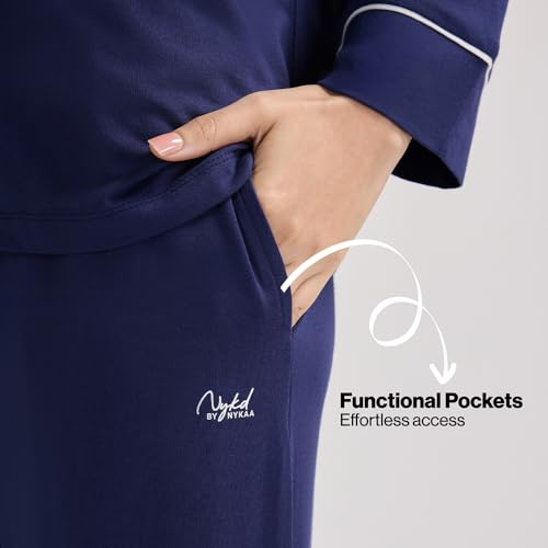 NYKD Sumptuously Soft Button Down Pajama Set - Navy NYS001-2XL