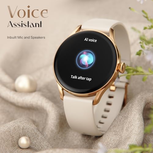 Fire-Boltt Glitz Women Smart Watch with 1.19” AMOLED Display, Bluetooth Calling, Rotating Crown, Always On Display, 1000 Nits Brightness, IP68 Waterproof Pearl White