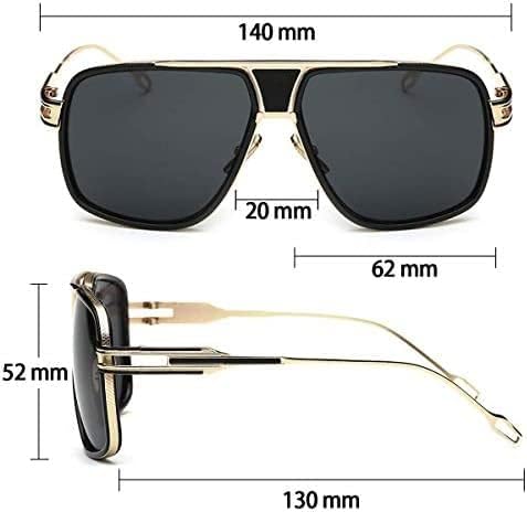 Roshfort Men's Square Over Size Badshah Non Polarized Sunglasses Large Size (Italic Gold Black)