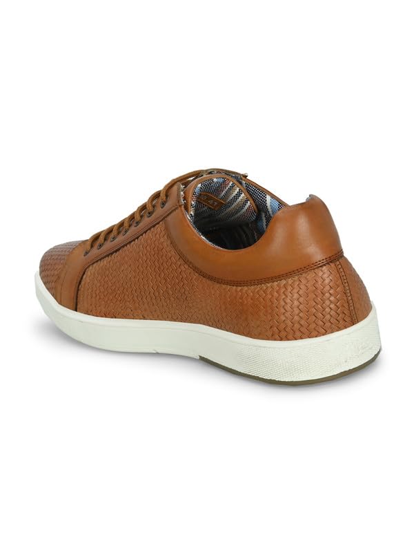 HITZ Men's Tan Leather Lace-Up Sneaker - UK 7