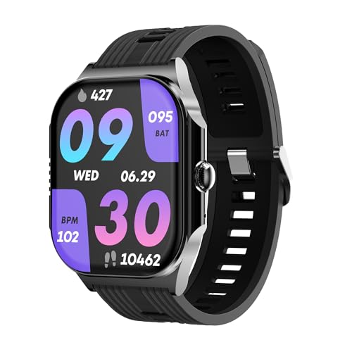 Pebble Alive 1.99" (5.05 cm) Amoled Display, Quick Notification, Always on Display, BT Calling, Health Suite, Mutisports Mode, Father Touch, Multiple Watch Faces - Jet Black
