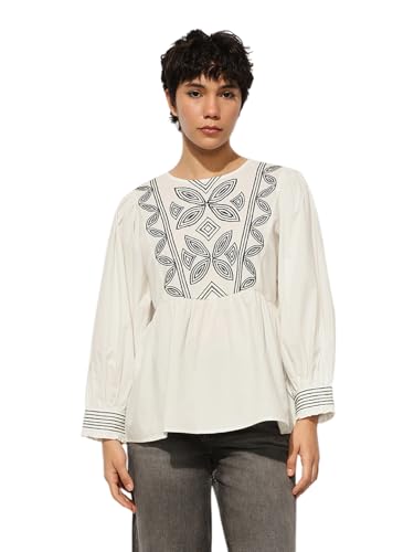 ONLY Women's Fit and Flare White Top