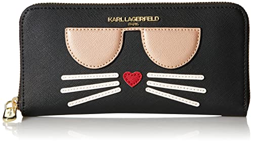 KARL LAGERFELD Womens Maybelle Zip WalletWallet, Black/Gold, One Size